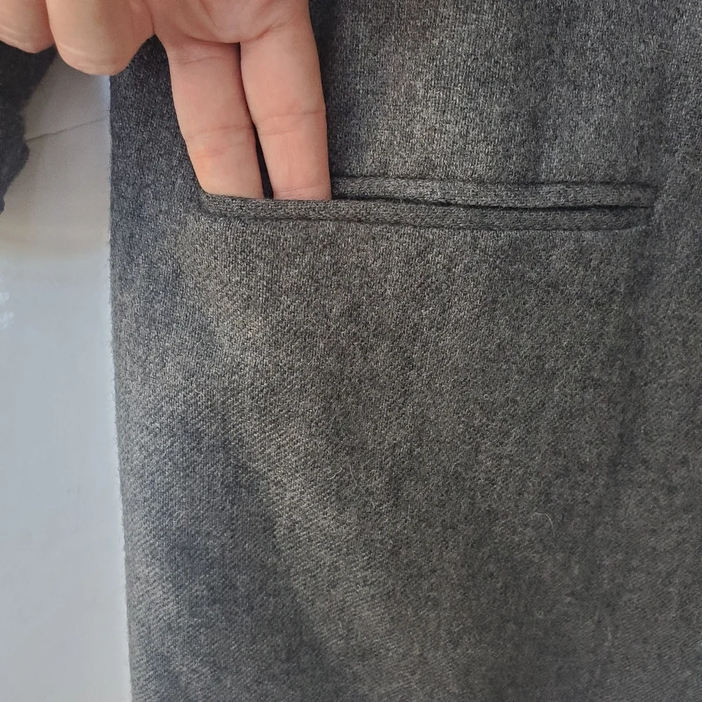 100% Wool Blazer Coat Jacket Single Button Waist 16P Grey - Picture 7 of 11